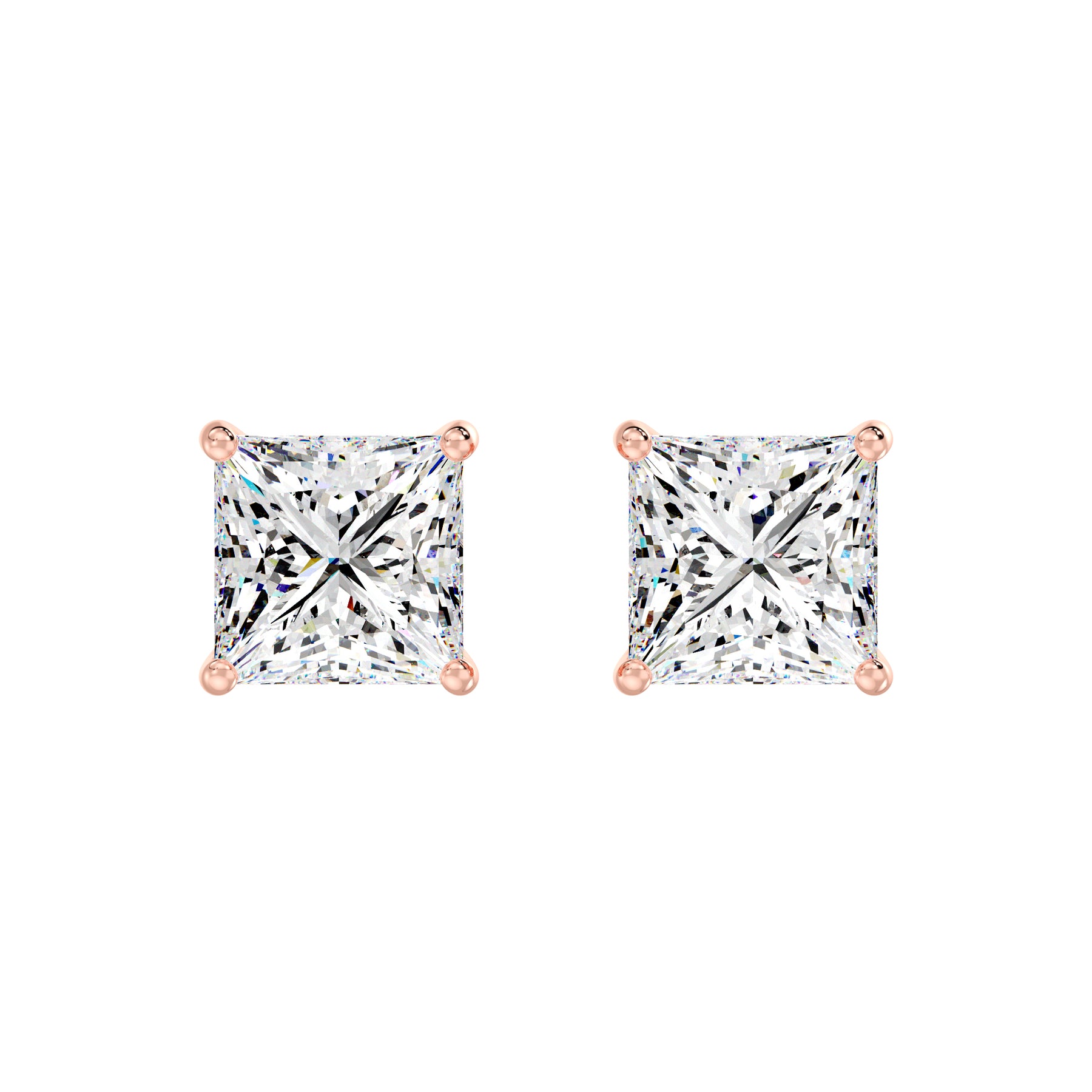 IGI_Certified_Princess-Cut_Diamond_Studs_in_Rose_Gold